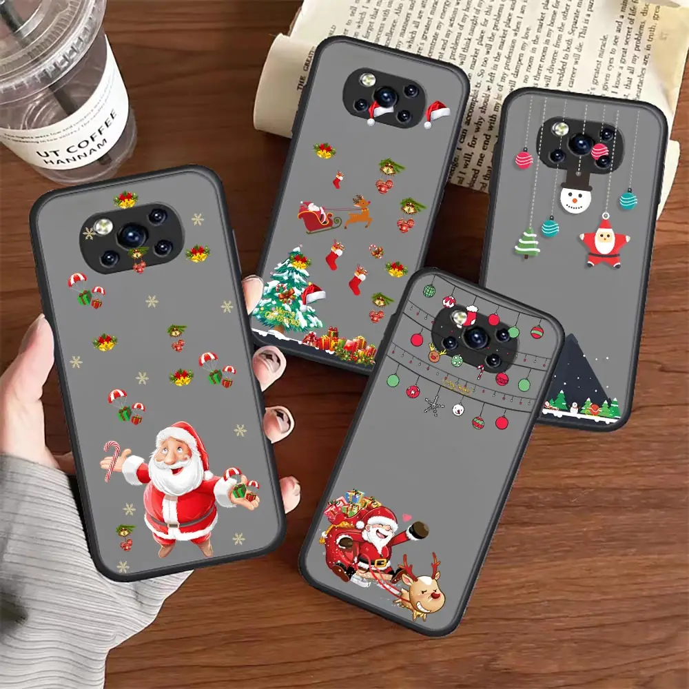 

Merry Christmas Santa Claus Matte Case For Xiaomi Poco F4 Case For Xiaomi Mi Poco F4 X4 M4 X3 M3 F3 GT Note10 Max 2 Cover Fundas