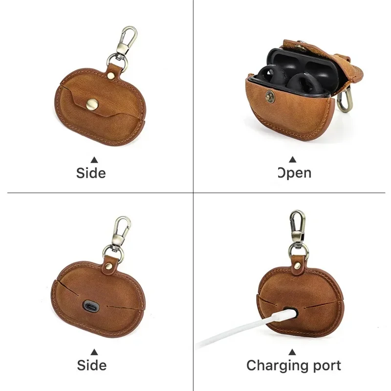 Чехол из натуральной кожи для наушников Sony Ambie Sound противоударный чехол зарядное