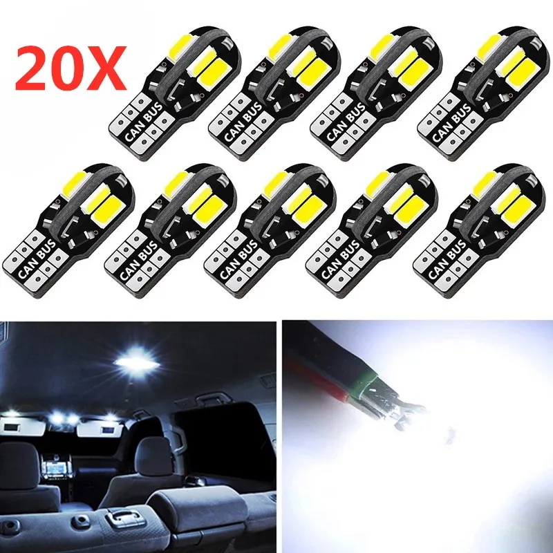 

Светодиодные лампы W5W T10 Canbus 5730 8SMD 12 в 6000K 194 168, 20 шт.