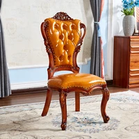 american dining chair household solid wood chair stool leather back light luxury oak classical restaurant retro european chair
