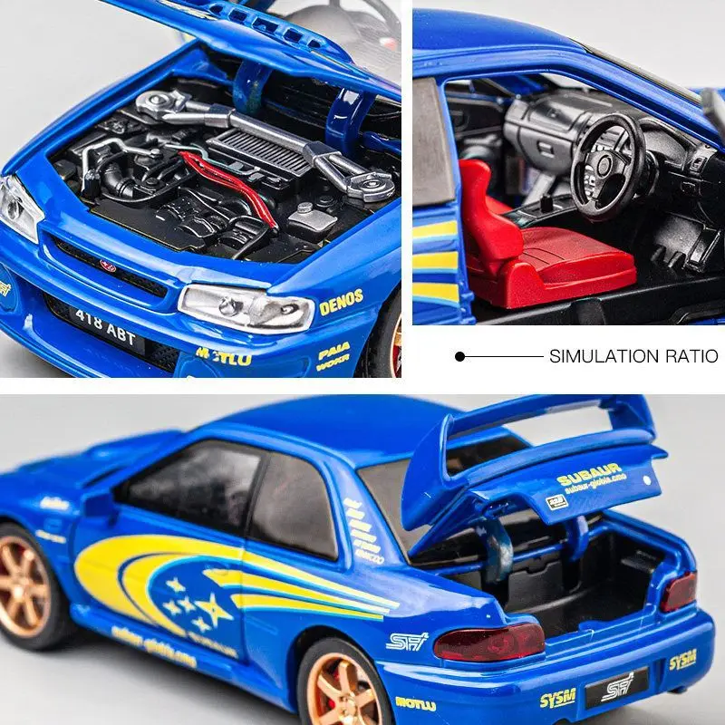 Фото Модель автомобиля Subaru Impreza 1:32 из сплава, литая под давлением, с функцией отката, звуком и светом, коллекционный подарок для фанатов №2