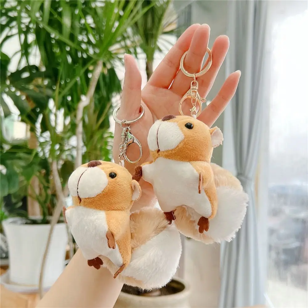 

Cute Mini Squirrel Plush Toy Stuffed Doll Pendant Decorations Keychain Key Ring Backpack Oversized Tail Squirrel Bitrhday Gift