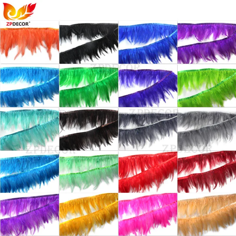 

ZPDECOR 10-15 cm Rooster Neck Hackle Feather Trim 10 Yard Per Pack