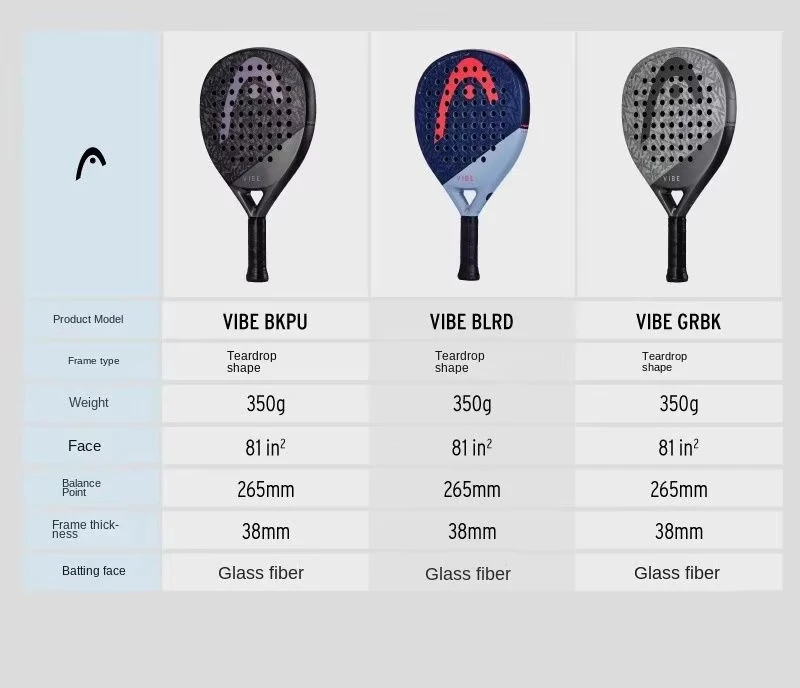 Фото HEAD 2025 НОВЫЕ теннисные ракетки VIBE серии из углеродного волокна Eva Memory Flex Foam Core, легкие теннисные ракетки для падель №2