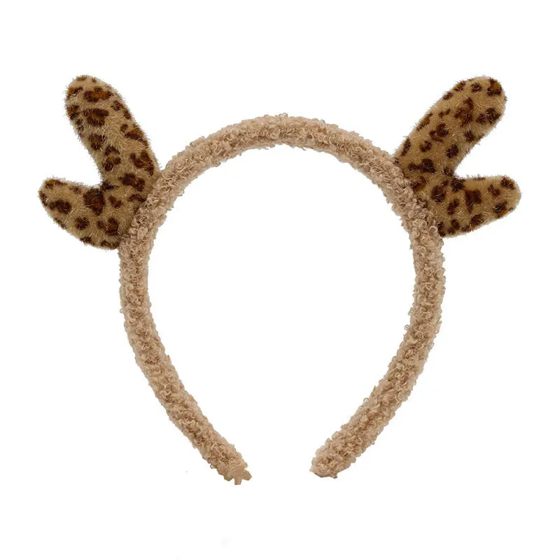 

Sweet Lovely Product Simple Trending Animal Brown Khaki Deer Cartoon Plush Hairbands Leopard Print Women Headwear
