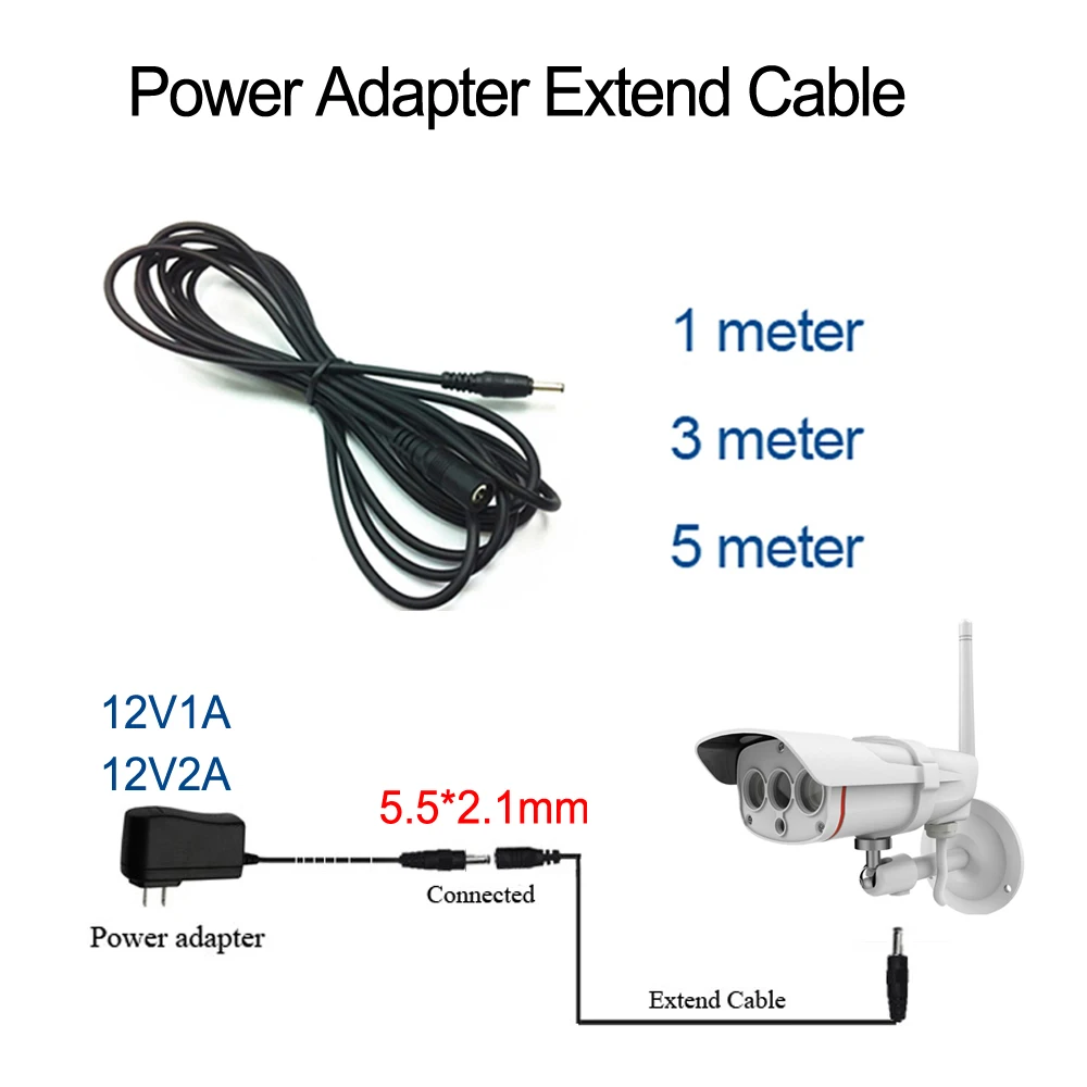 

Extension cord of 12V2A Power Adapter extend Cable of 12V 5.5*2.1mm 1m 3m 5m 10m for C16S C63s C18S C17S C34S-X4