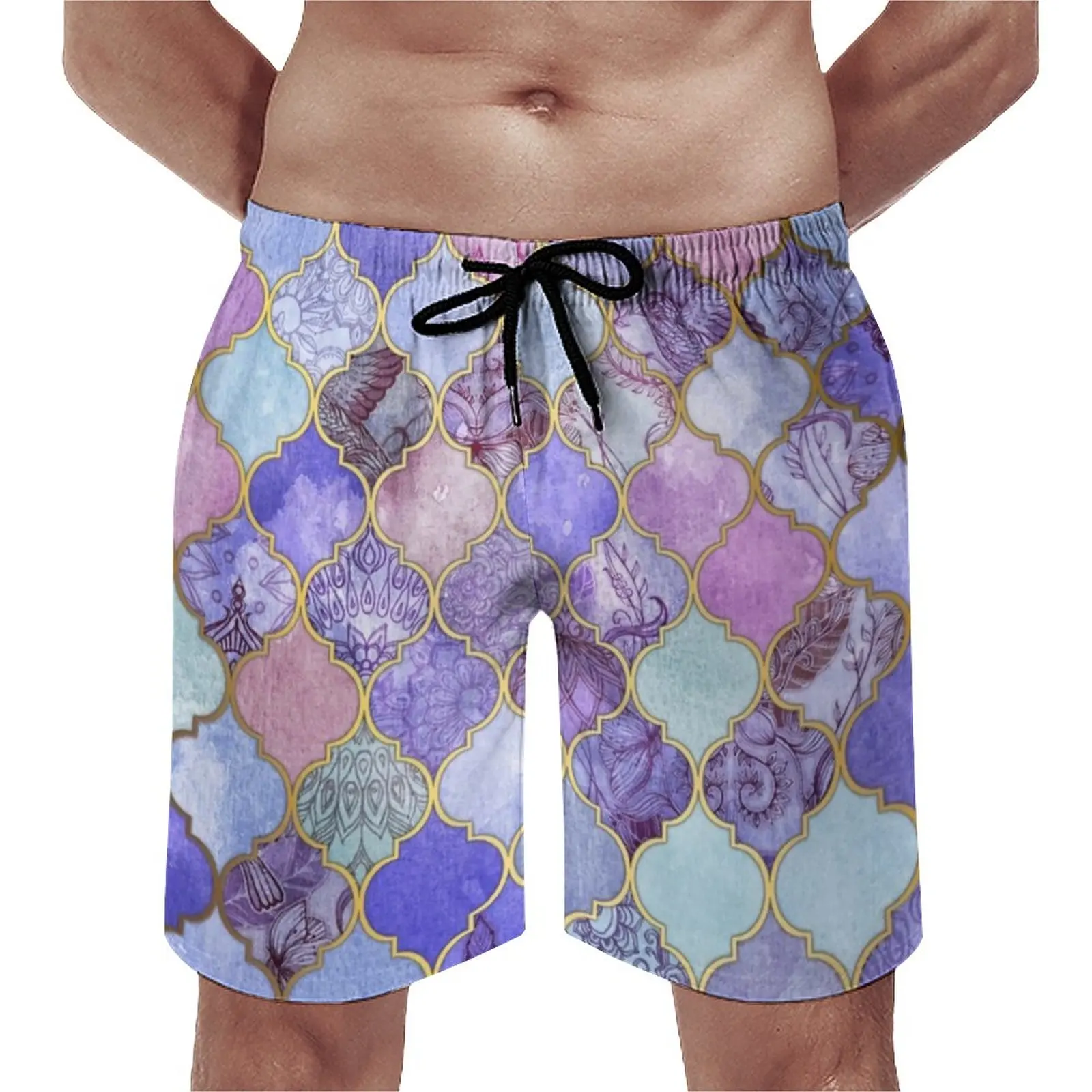 

Retro Baroque Print Board Shorts Summer Royal Purple Sports Surf Beach Short Pants Men Quick Dry Hawaii Plus Size Beach Trunks