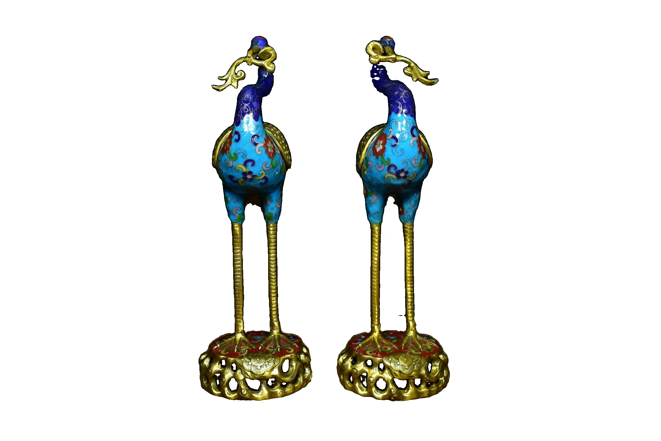 

LAOJUNLU Brass Cloisonne Crane Furnace Pair 34Cm High Chinese Traditional Style Antiques Fine Art Gifts Crafts