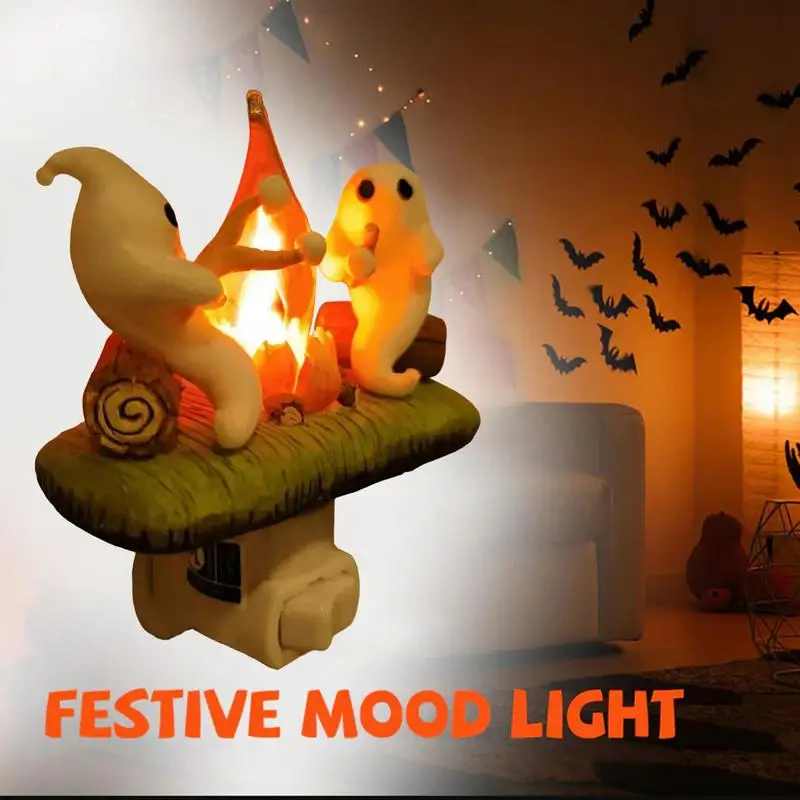 Новинка 2024, украшение на Хэллоуин, привидение, костра, ночник, вилка для ЕС, США, Великобритании, Австралии, Забавный Симпатичный дизайн, лампа для украшения дома (art.: 3920c88de028d) - 3920c88de028d