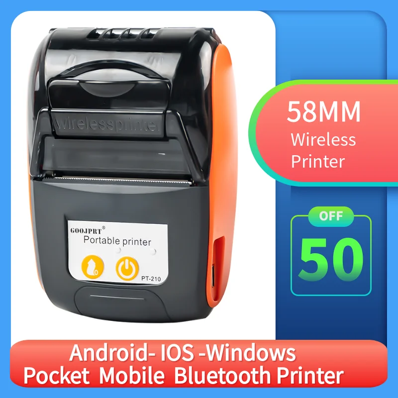 

Миниатюрный умный термопринтер 58 мм, портативный термальный принтер для чеков, чеков, термоаппарат для Android, IOS, Windows, карманный мобильный Bluetooth-принтер Loyverse