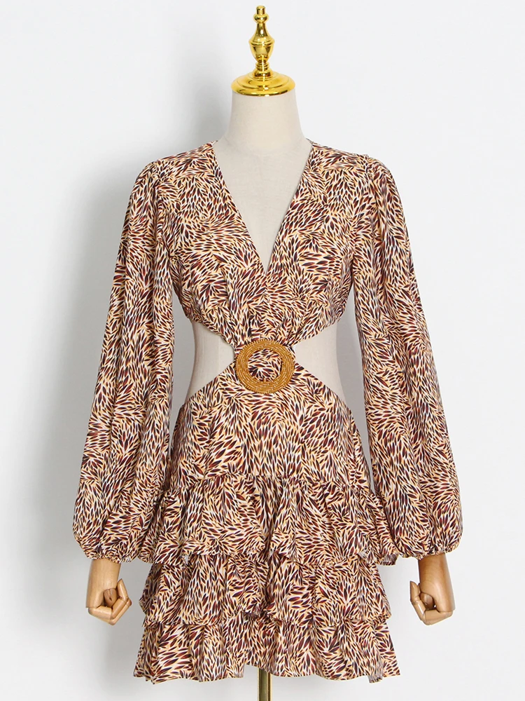 

Женское винтажное платье с V-образным вырезом, рукавами-фонариками и поясом