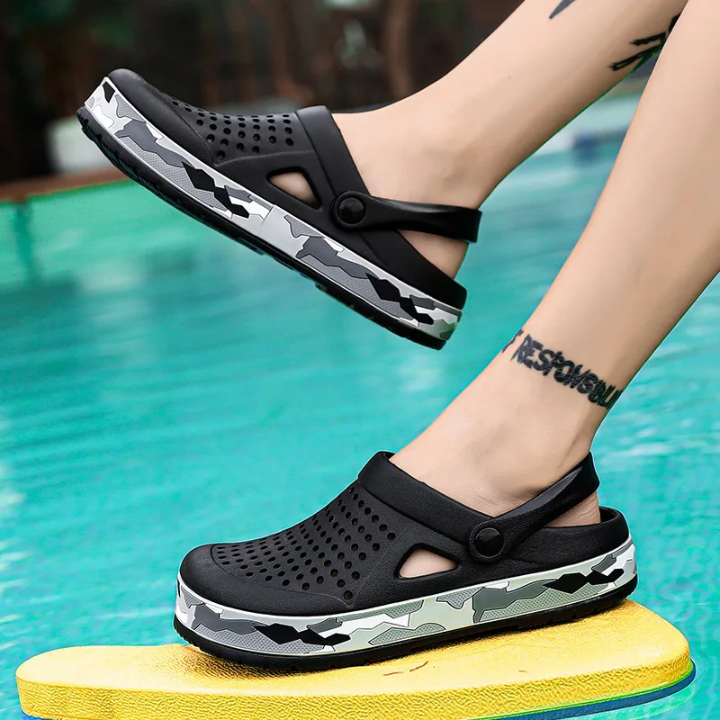 

Men Sandals Flat Non-slip Soft Comfortable Thick Sole Home Garden Outdoor Beach Man men's Shoe slippers sandal Hole Shoes