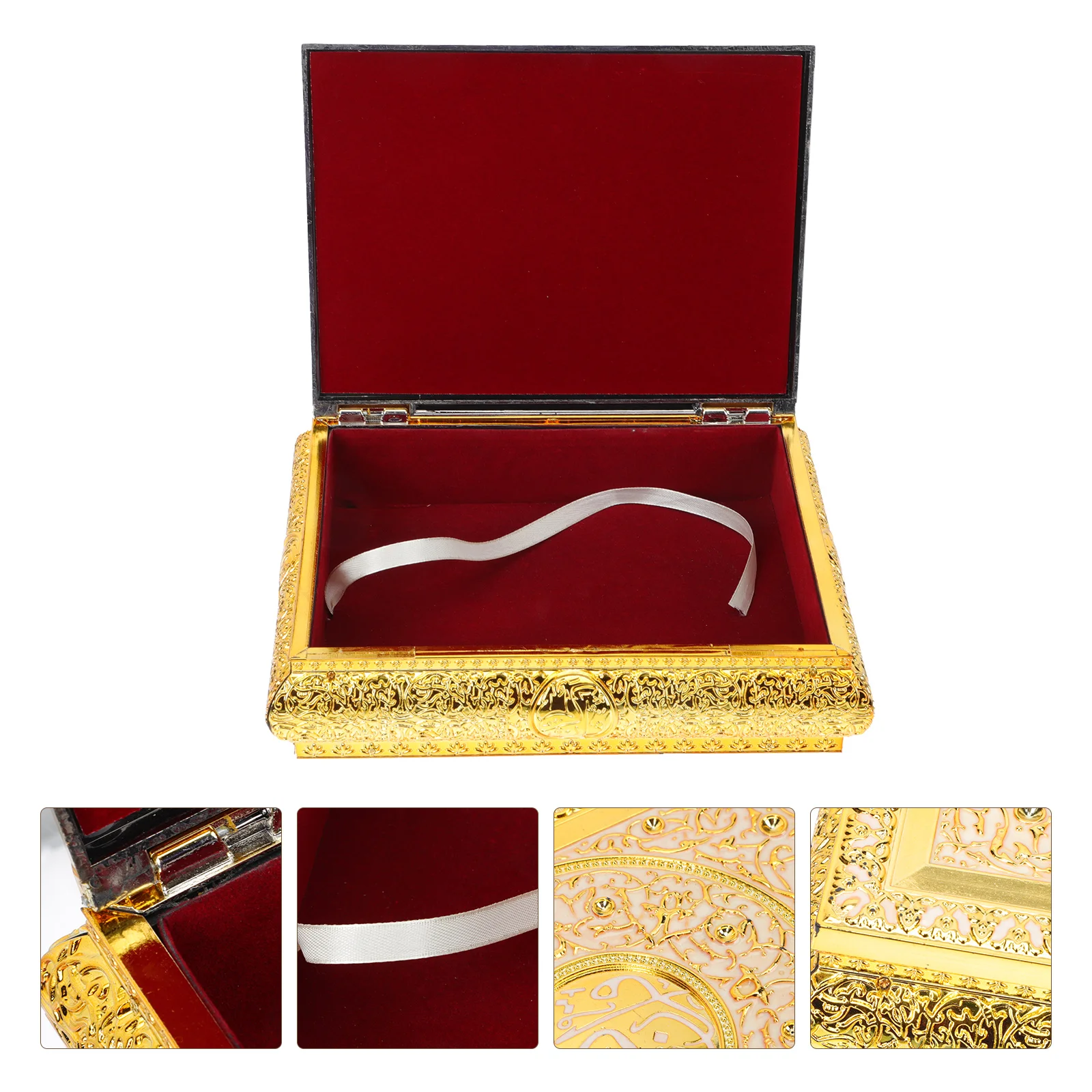 

Quran Book Box Metal Decor Versatile Container Books Household Case Bible Velvet Acrylic Storage Bile Supply