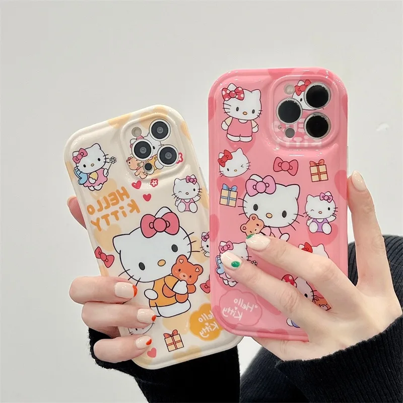 

Милый аниме Hellokittys Sanrioed мобильный телефон чехол мультяшный милый кот КТ для Iphone 13/12 чехол для телефона защитный чехол подарок для девочек