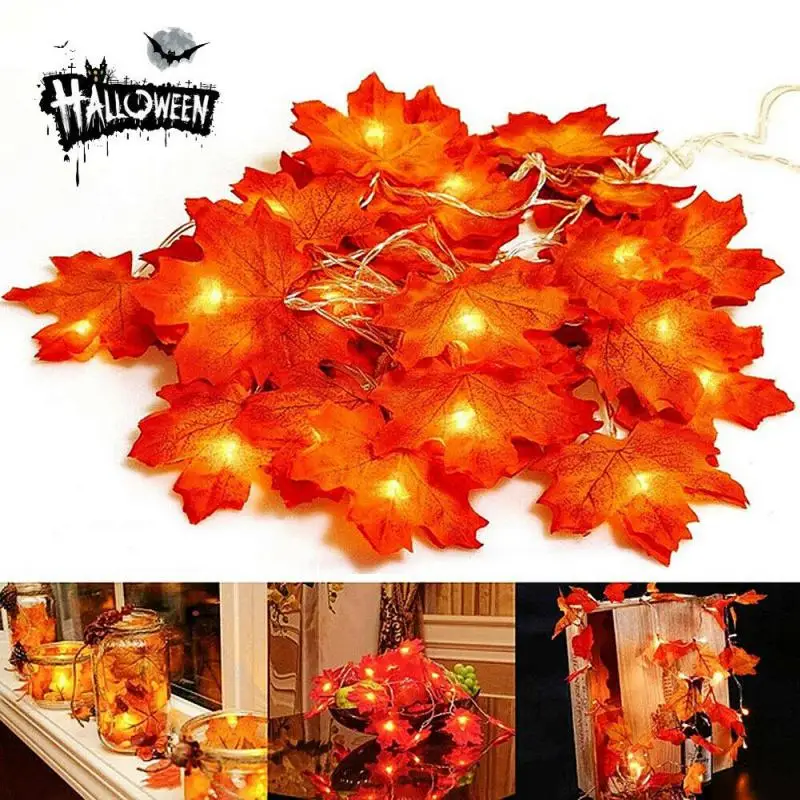 

Maple Leaves String Lights Leaf Garlands String Lights Battery Operated Autumn Thanksgiving Halloween Home Fireplace Door Decora