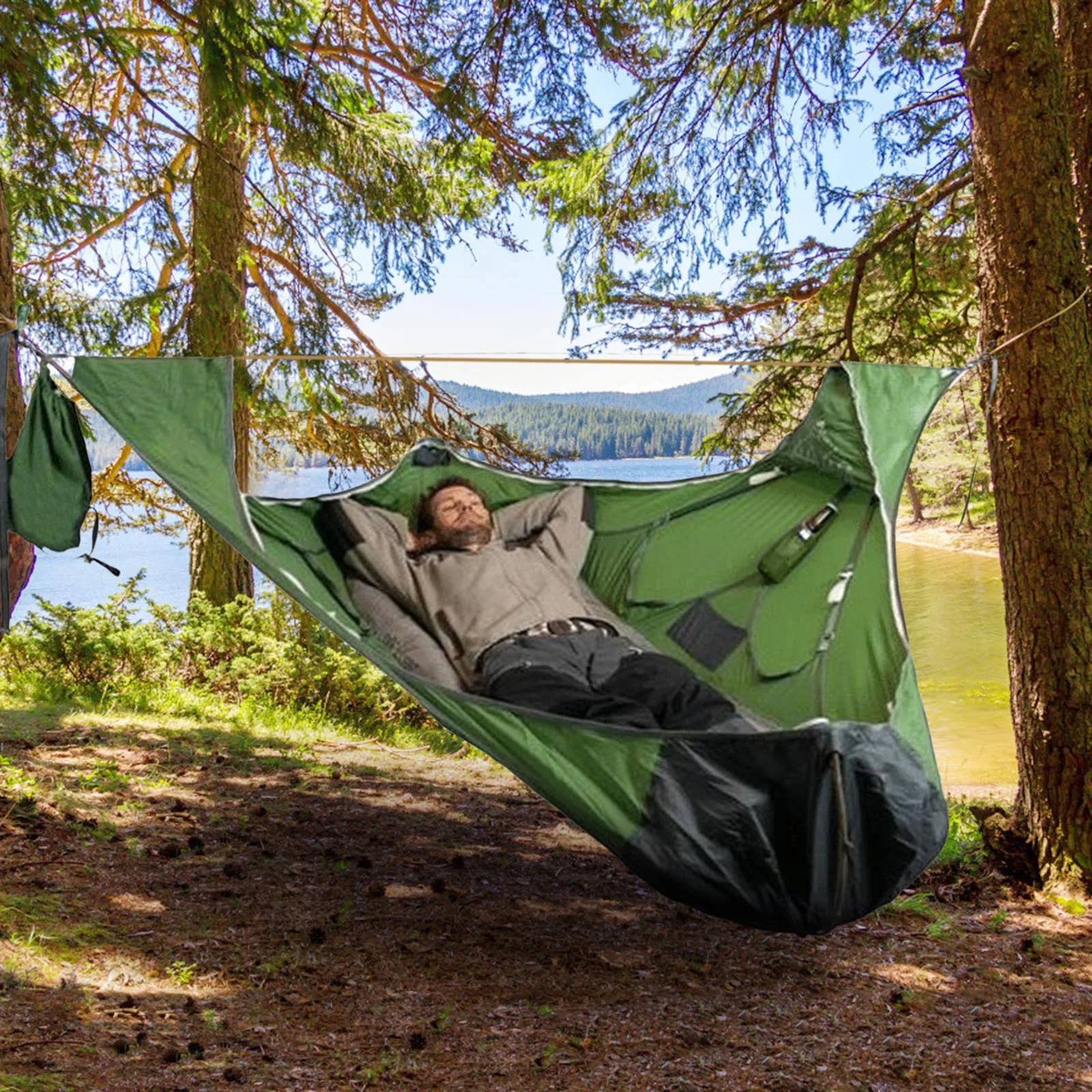 

Multi-person Hanging Hammock Anti-tear Anti-mosquito Flat Lay Hammocks Climbing Station Sleeping Bag Family Outdoor Camping