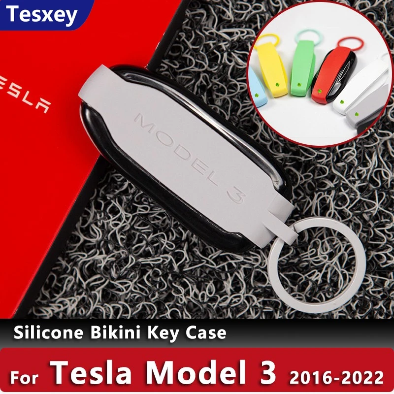 

Силиконовый чехол для ключа от бикини для Tesla Model 3 2016-2022 2021, автомобильные аксессуары, разноцветный чехол для автомобильного ключа, защитный ...