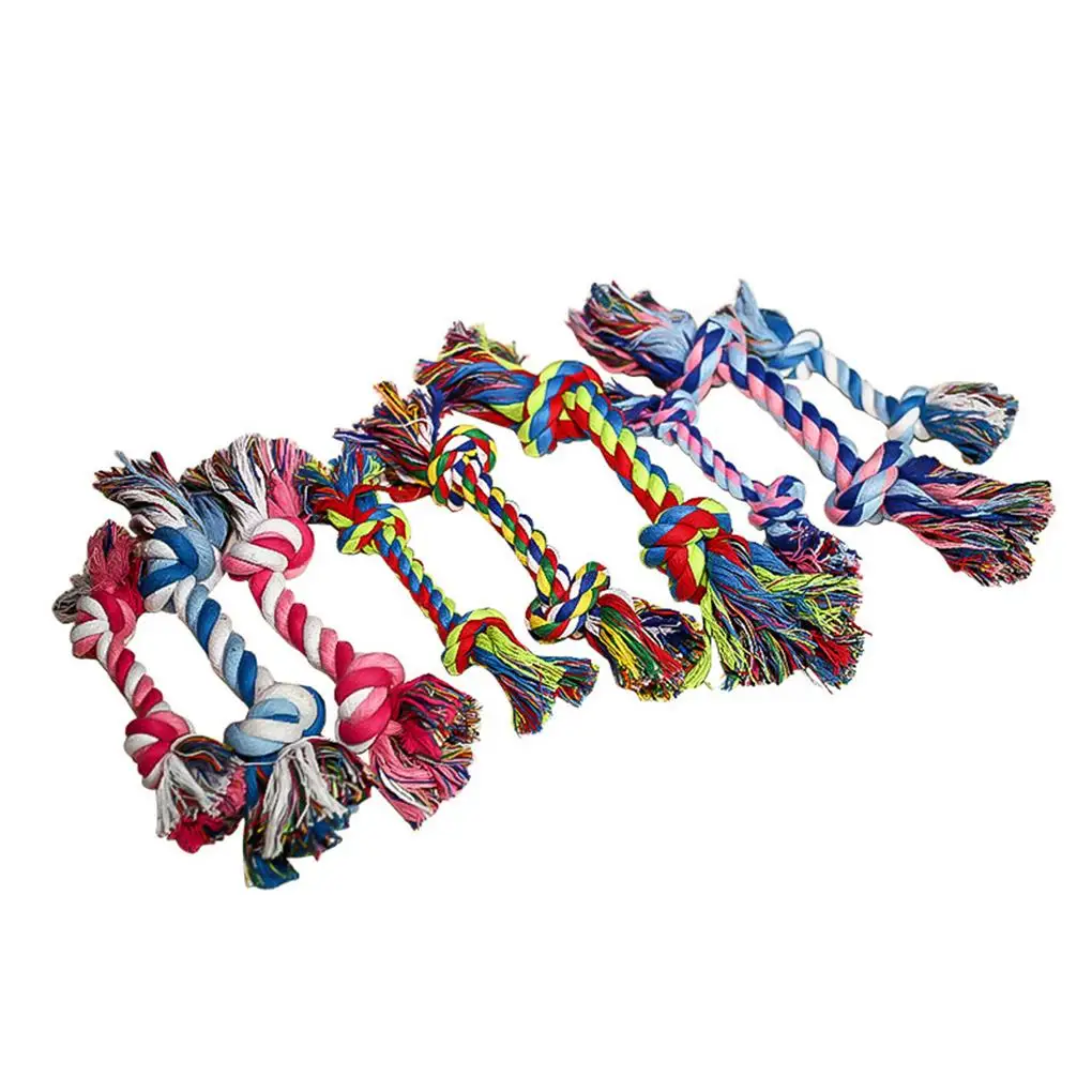 

Cotton Double Knot Braided Rope Colorful Bone Tug Dog Chewing Toy Pet Woven Molar Accessory