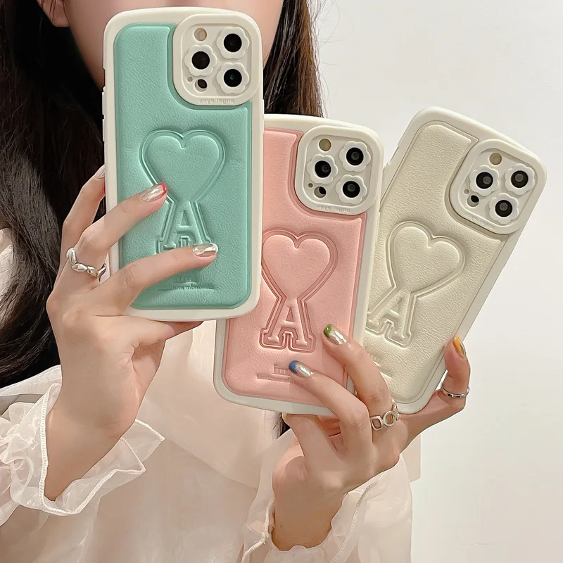 

Роскошный модный симпатичный кожаный чехол с надписью Love Heart для iPhone 13 12 11 Pro Xs Max Xr X 7 8 Puls мягкий кожаный чехол
