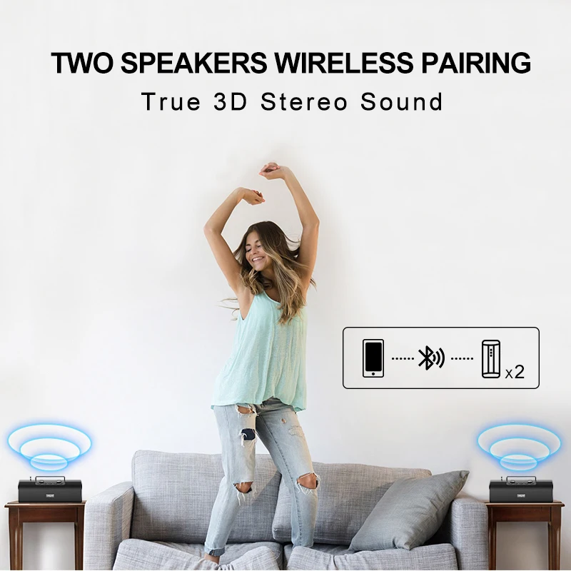Zealot S40 Wireless Bluetooth Speakers FM radio Outdoor TWS Column Speaker Better Bass 66 ft Bluetooth Range Built-in Mic images - 6