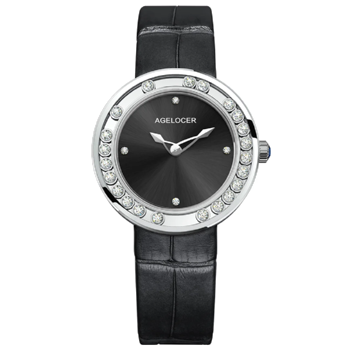 

AGELOCER Women's Watches Fashion Luxury Top Brand Diamond Black Women Wristwatch Sapphire Casual Ladies Quartz Watch Clock New