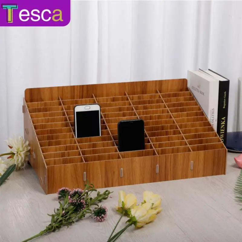 

Grid Desktop Organizer 12/14 Grid Multi-functional Wooden Basket Wood Multi-grid Mobile Phone Storage Rack Wholesale Storage Box
