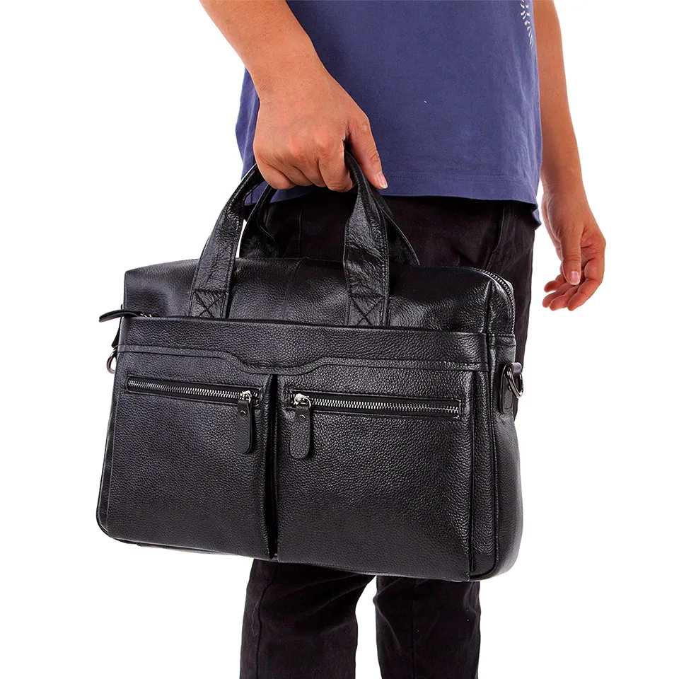 Men Genuine Leather Handbag Large Male Leather 14" Laptop Shoulder Bags Men's Designer Travel Shoulder Bag Mujer Briefcase