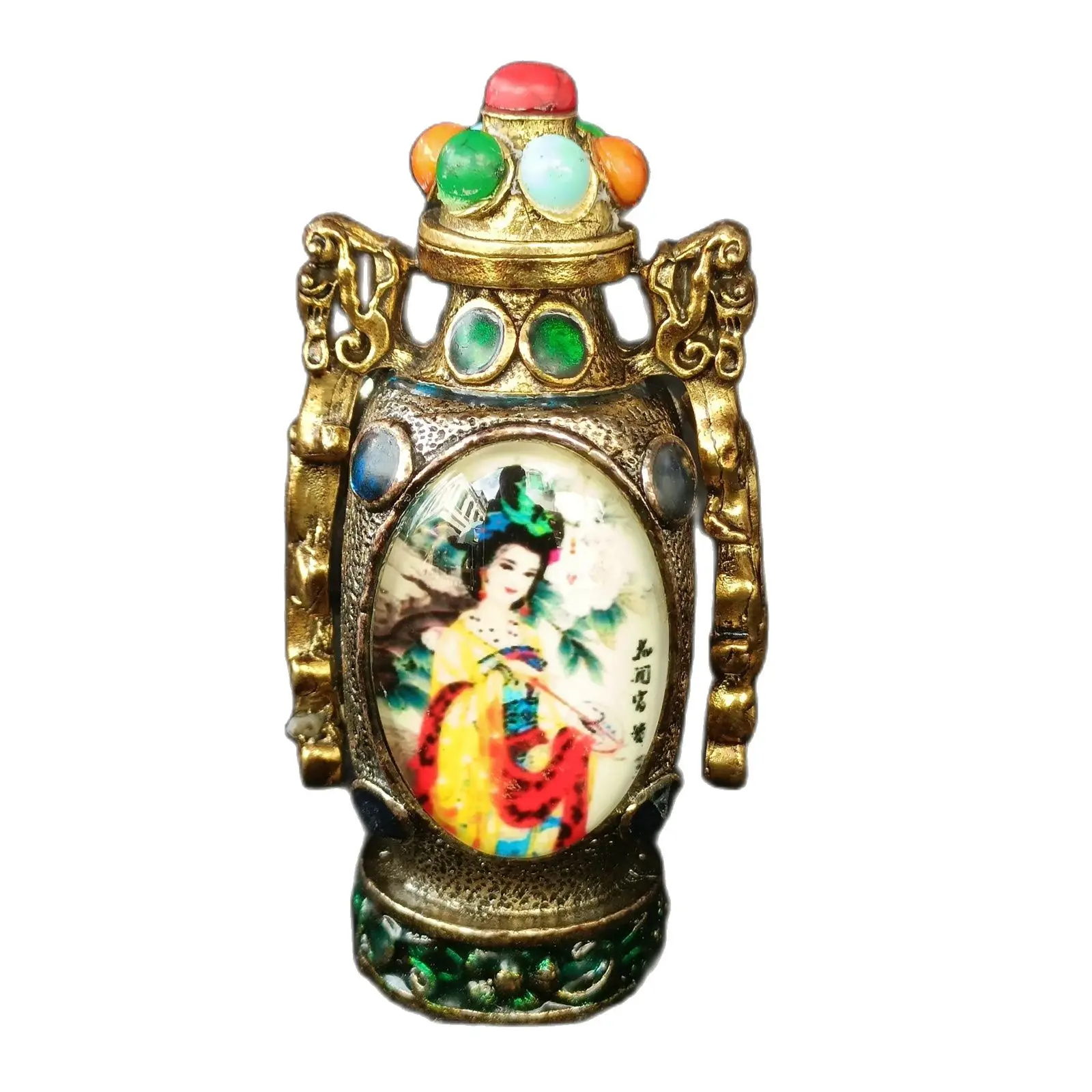 

vintage chinese cloisonne snuff bottle enamel gift christmas pretty woman old