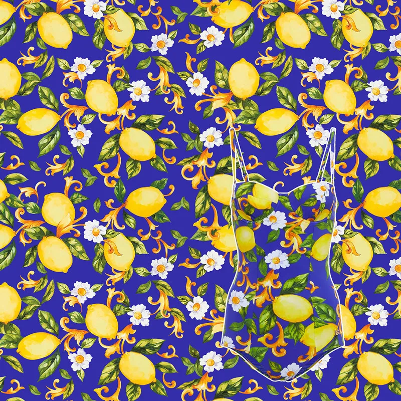 

Spandex swimsuit fabric custom clear pineapple pattern digital printing stretch bikini swimsuit fabric sewing garment materialX1