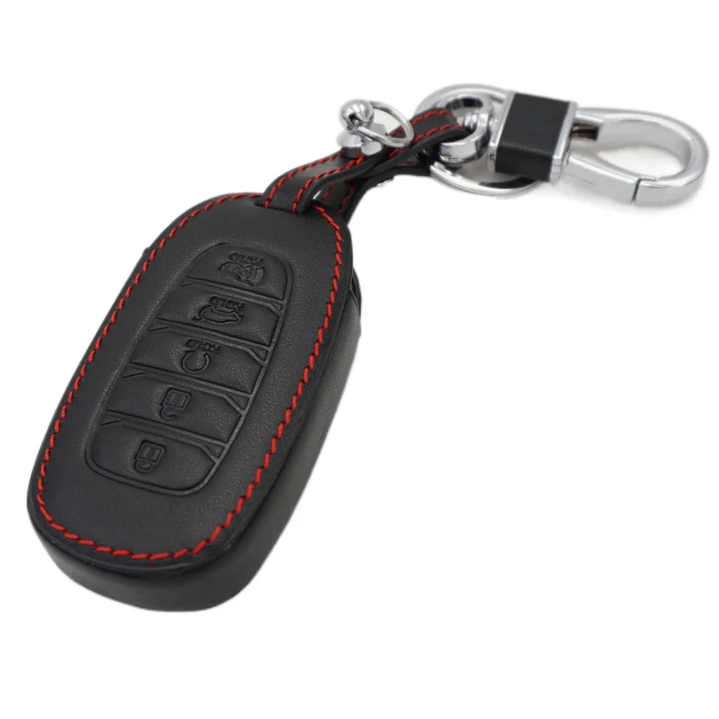 

WFMJ черный кожаный чехол для Hyundai Palisade 2019 2020 2021 с 5 кнопками, брелок для ключей