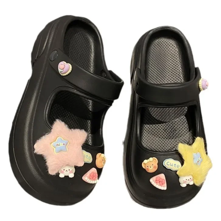 Милые сандалии из губки EVA со звездами нескользящая пляжная одежда на толстой