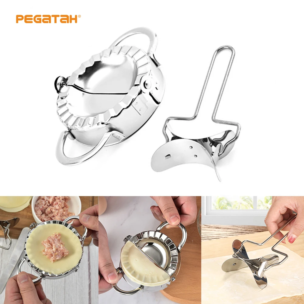 

2pcs Stainless Steel Dumpling Maker Set Dough Cutter Dumpling Mould Pie Ravioli Kitchen Pastry Tools Home Kitchen Accessories