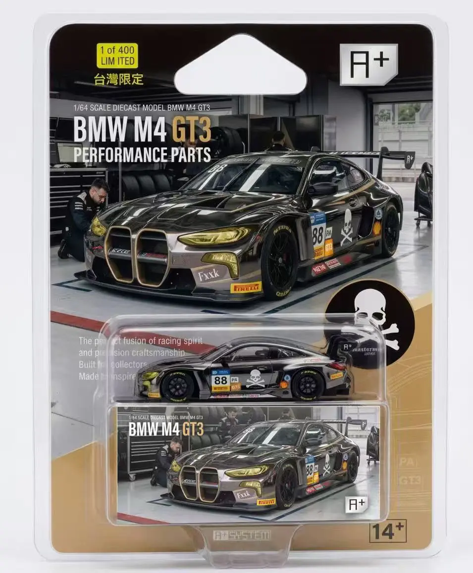 Фото Модель автомобиля A+system 1:64 Black Boss, совместная серия, вторичная модификация M4 GT3 MMJ, лимитированная серия для Тайваня, литая под давлением имитационная модель из сплава. №5