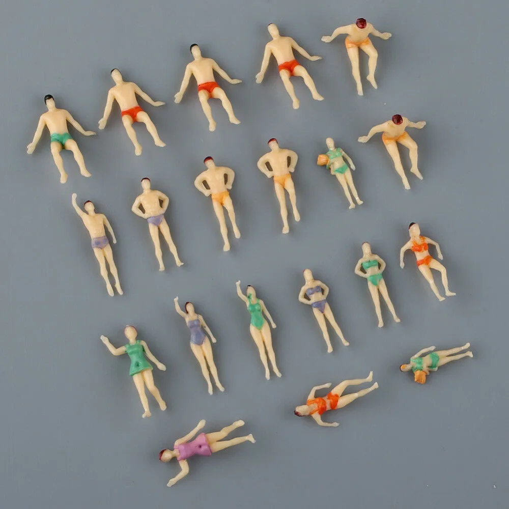 

20Pcs/Pack Plastic Assorted 1:75 Painted Model Beach Sea Swimmer Swimming People Figures Model Train Layout Landscape Toys