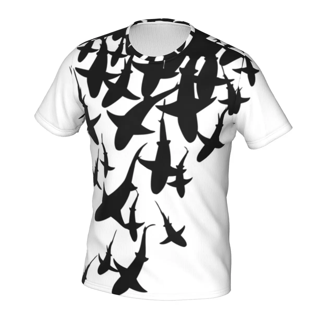 

Футболка с изображением большой черной акулы, популярные мужские футболки с художественным принтом, летняя женская футболка