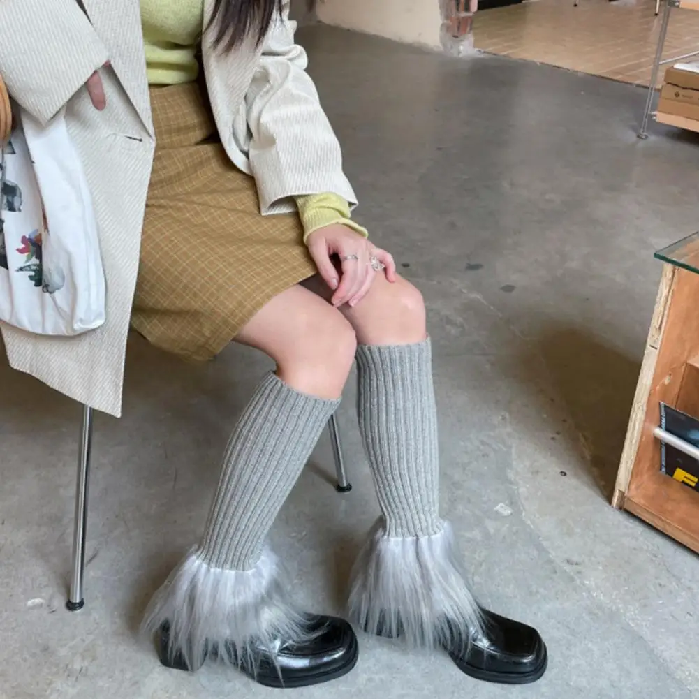 

1 Pair Winter Calf Leg Warmers Solid Color Non-Slip Warm Plush Leg Warmers JK Boots Stockings Lolita Boot Covers Warmers