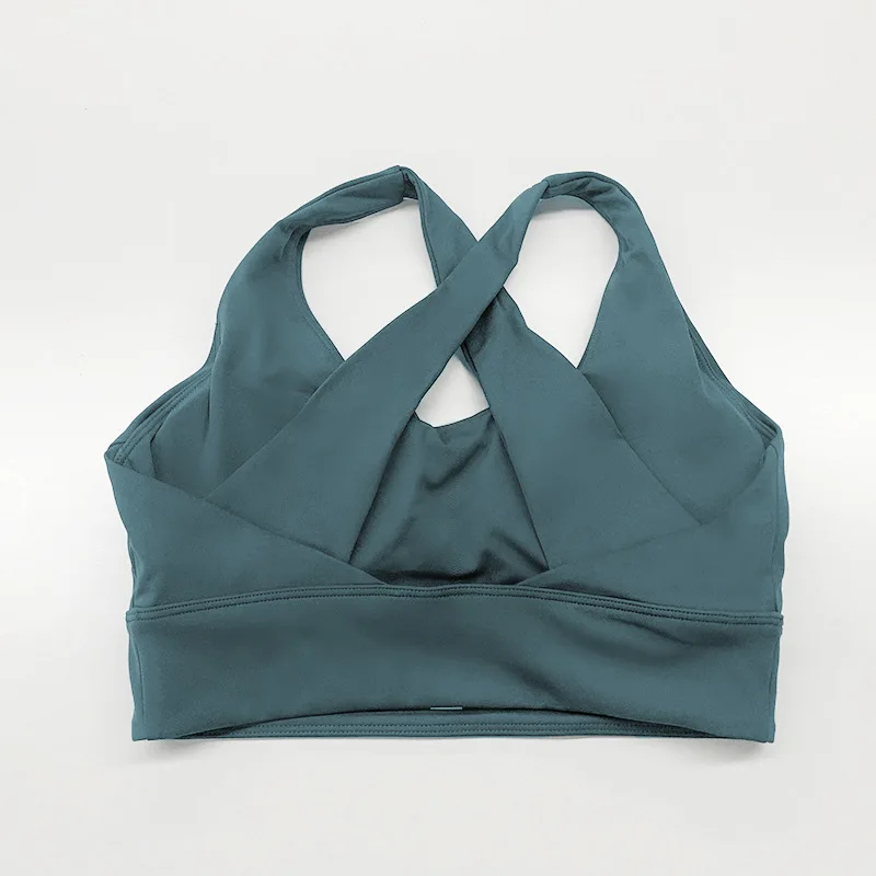 Solid Color Women Fitness Bra Tight Yoga Vest Sports Tank Top Workout Training Thickened Crosss Beauty Back Removable Chest Pad