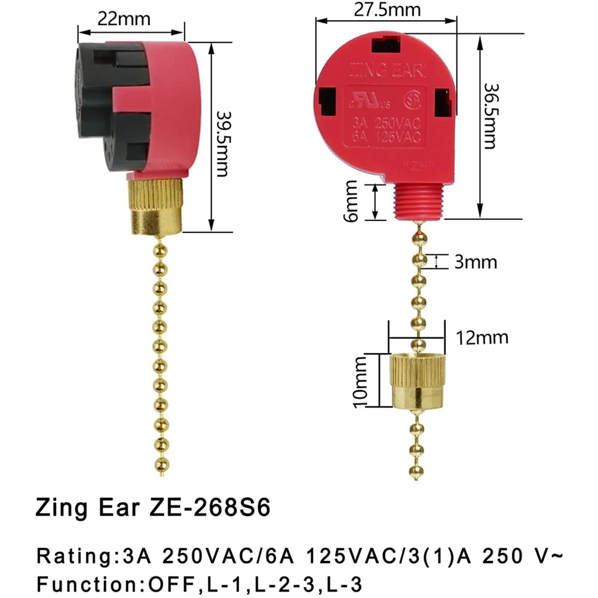3 шт. переключатель потолочного вентилятора скорости 4 провода