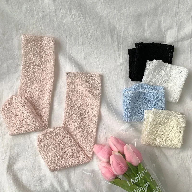 Летние дышащие женские носки однотонные ультратонкие сетчатые кружевные