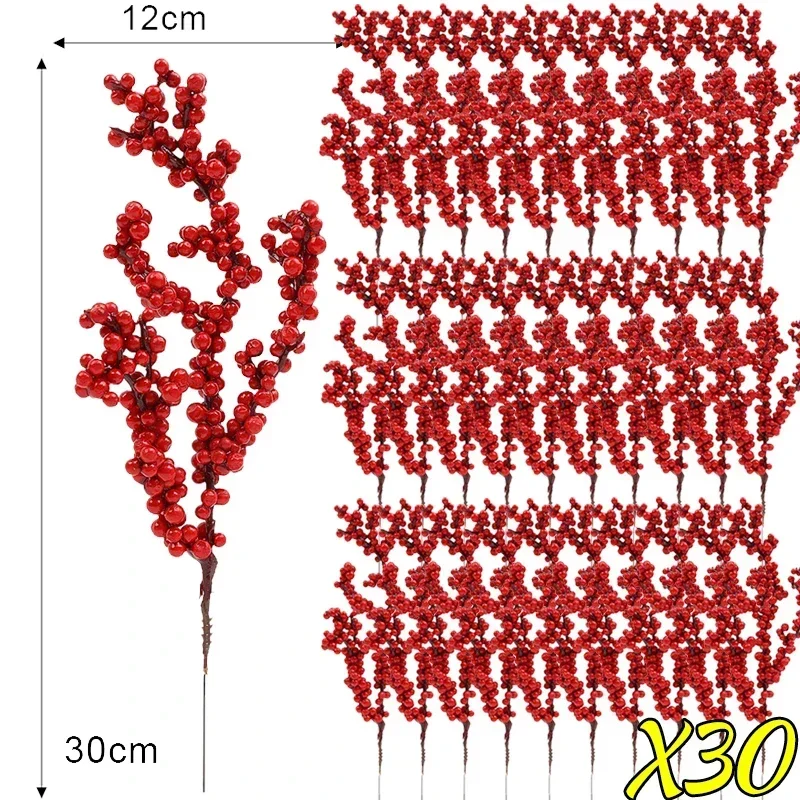 

Искусственные красные ягодки падуба 5/10/20/30 шт.