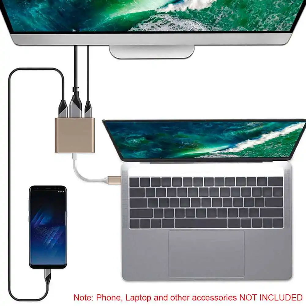 Переходник с USB Type C 3 1 папа на A + HDMI мама|Кабели HDMI| |