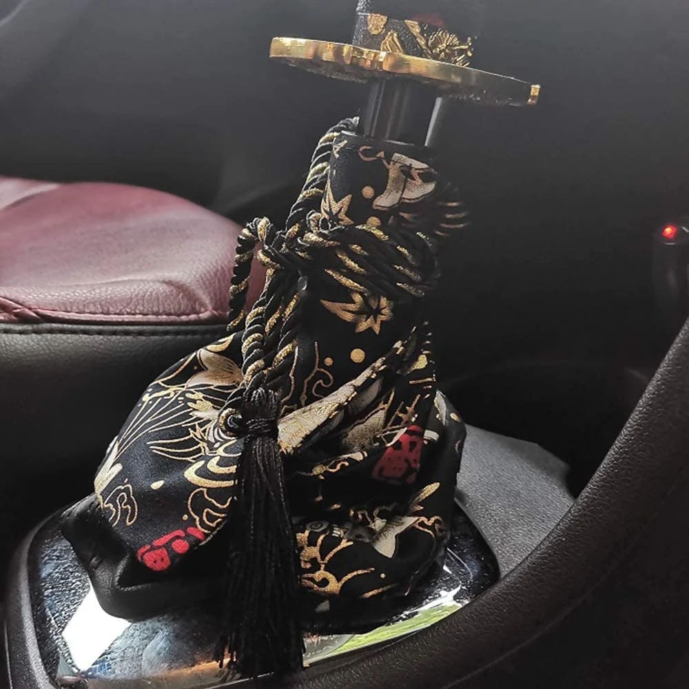 

Universal Car Accessories Pattern Style Canvas Katana Shift Lever Knob Dust Cover Racing Samurai Sword Shift Knob Collars
