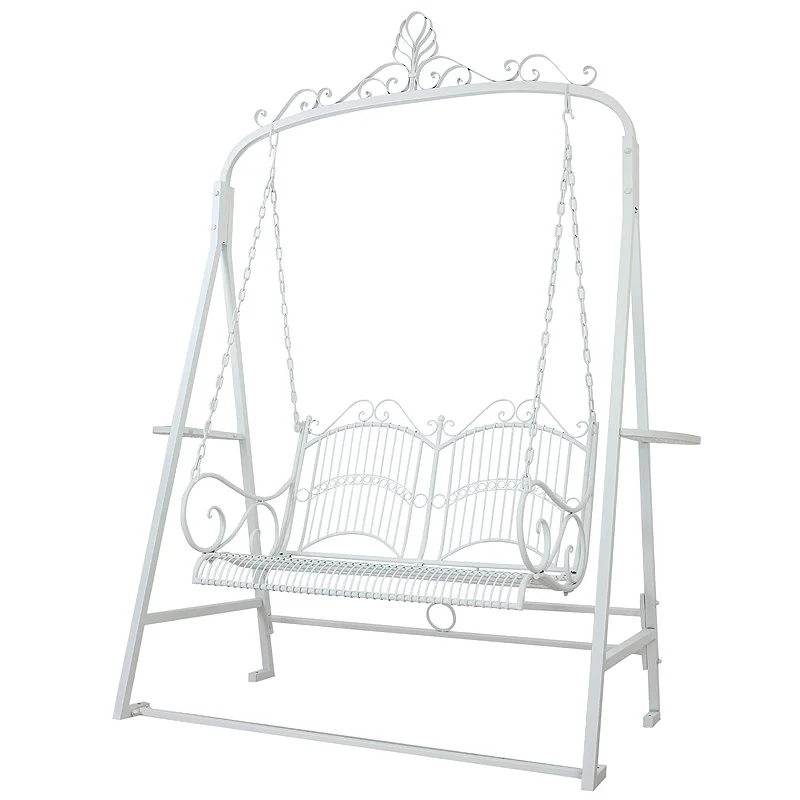 Американский кантри Железный искусство белый двойной качели уличный двор