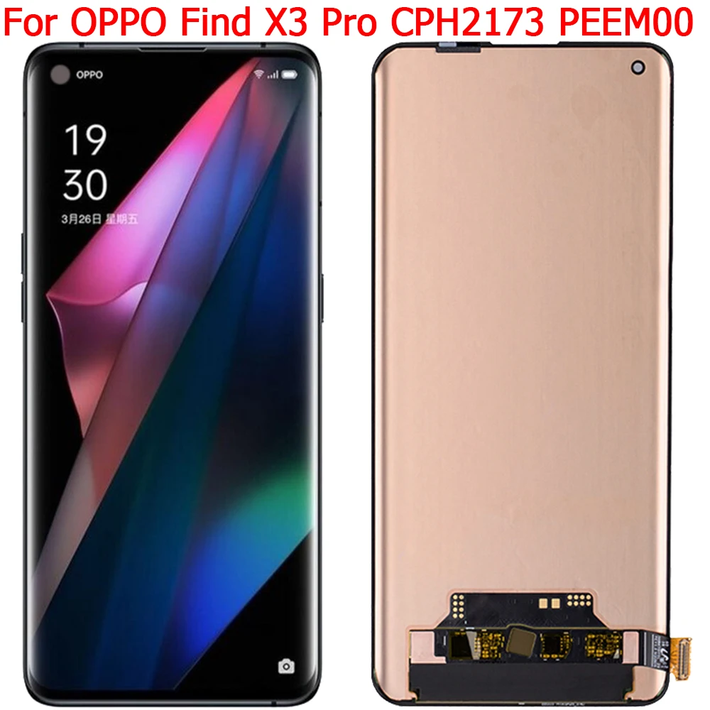 Оригинальный ЖК-экран для OPPO Find X3 Pro, ЖК-дисплей с рамкой 6,7 дюйма Find X3 Pro CPH2173 PEEM00, ЖК-дисплей с сенсорным экраном в сборе
