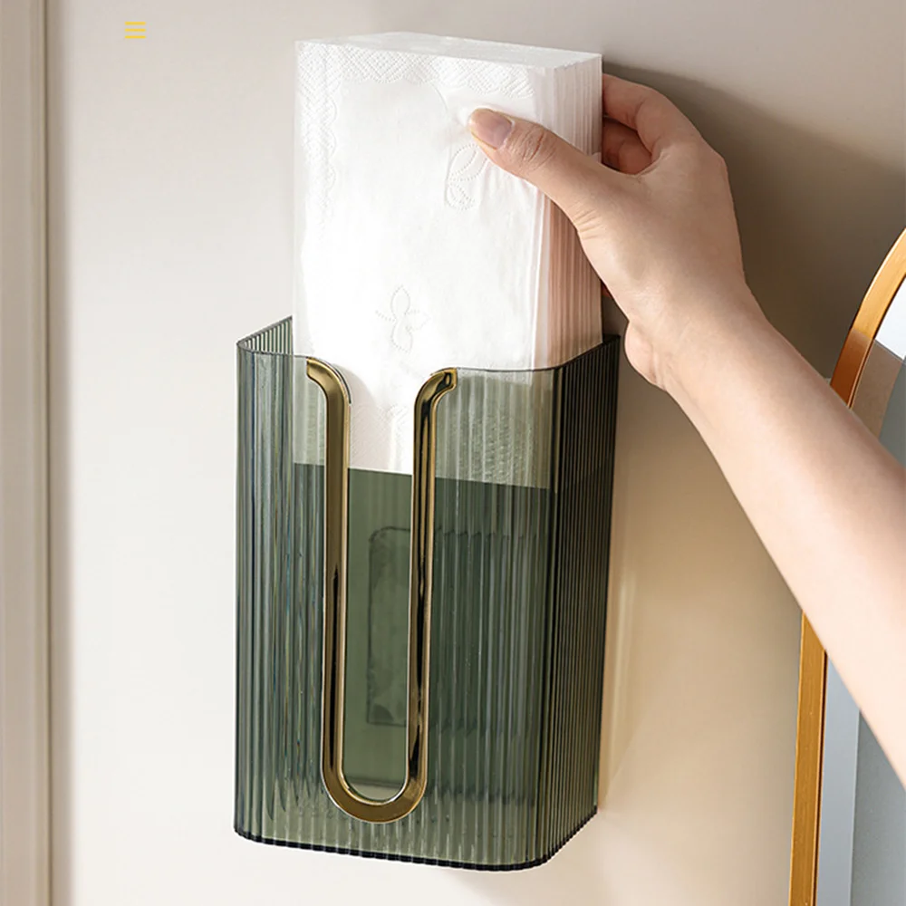 

Wall Mounted Toilet Paper Holder Tissue Box Phone Stand Punch-Free Luxury Paper Organizer for Wall Desktop Home Bathroom Use