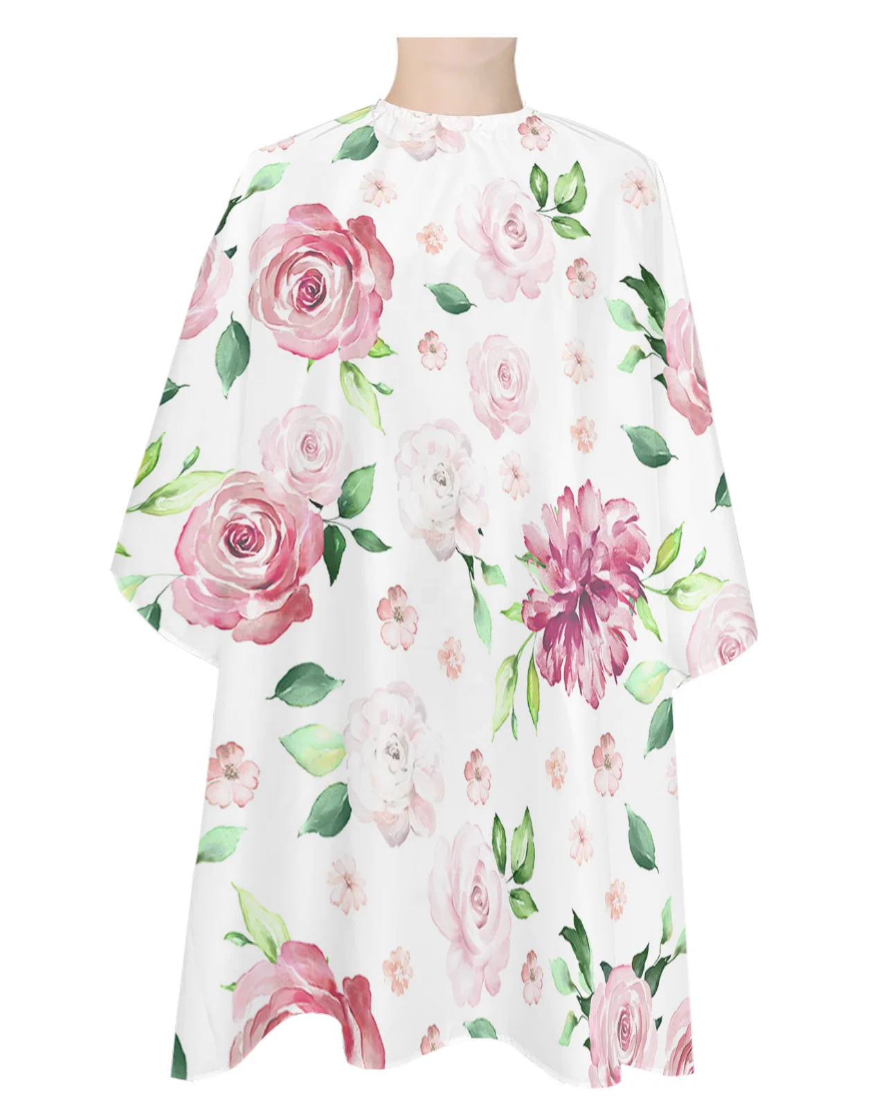 

Red Watercolor Flowers Retro Haircut Cape Apron Hairdressing Capes Waterproof Printed Salon Hair Styling Tool Apron