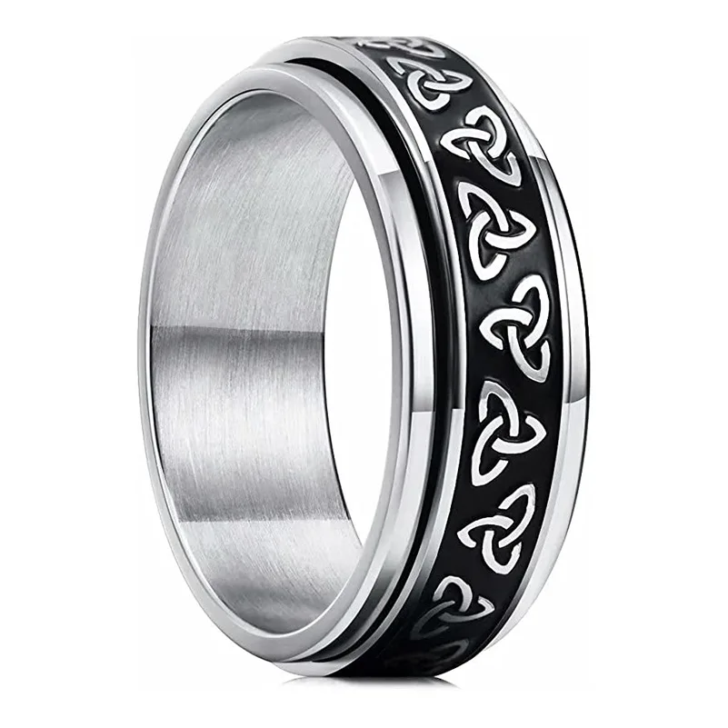 

Vintage Stainless Steel Viking Celtic Knot Rune Rings for Men Women Rotatable Fidget Anxiety Spinner Ring Retro Amult Jewelry