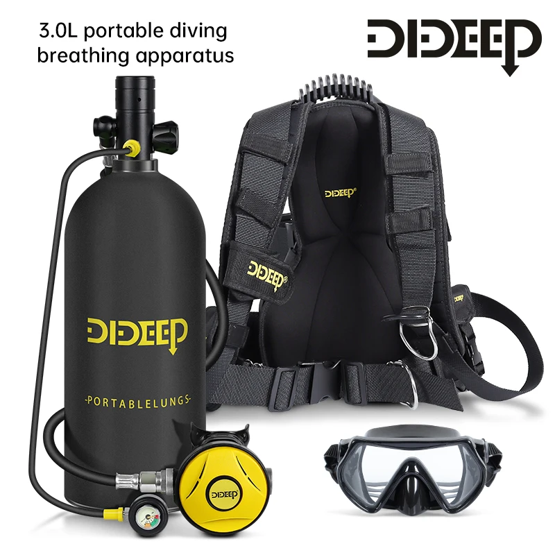 DIDEEP X6000 Diving Rebreather 3L Diving Oxygen Tank Scuba Diving Tank Diving Equipment About 30-50 minutes