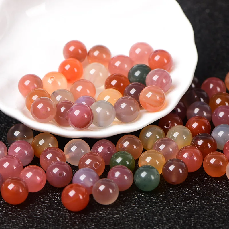 

Natural Colorful Yanyuan Agate Round Loose Beads For Jewelry Making Diy Bracelet Necklace Jades Stone Bead Accessories Jewellery