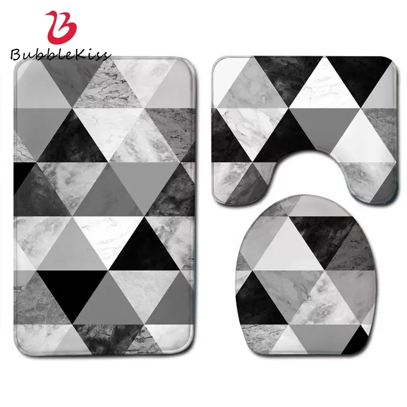 

Bubble Kiss Bath Mat Set 3 Piece Bathroom Rugs 50X80cm Floor Mat 40X50cm U-Shaped Contour Rug and Toilet Lid Cover Anti Slip Rug